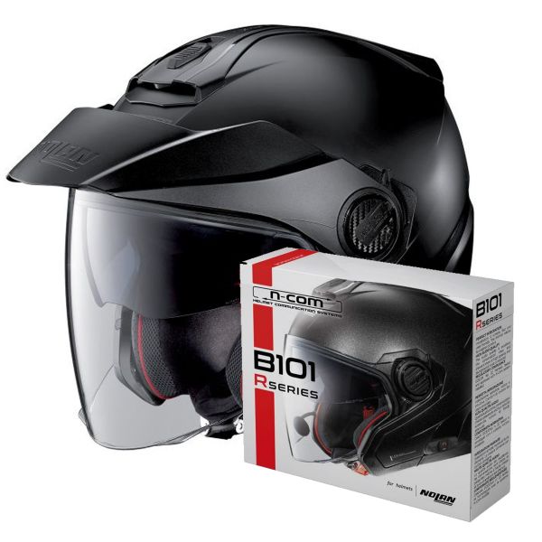 Casque Jet Nolan N40 5 Classic N-Com Flat Black 10 + Kit Bluetooth B101R