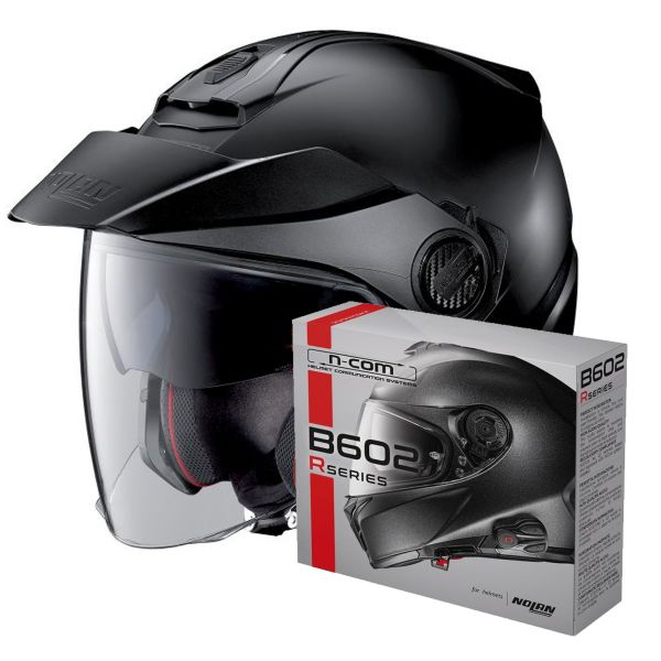 Casque Jet Nolan N40 5 Classic N-Com Flat Black 10 + Kit Bluetooth B602R