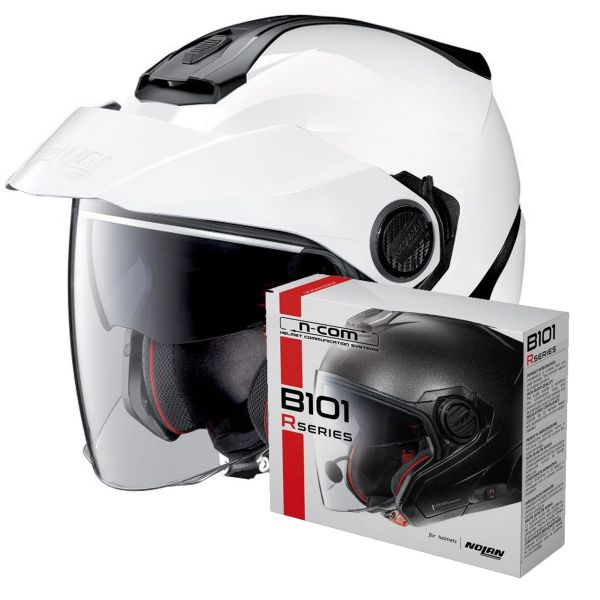 Casque Jet Nolan N40 5 Classic N-Com White 5 + Kit Bluetooth B101R