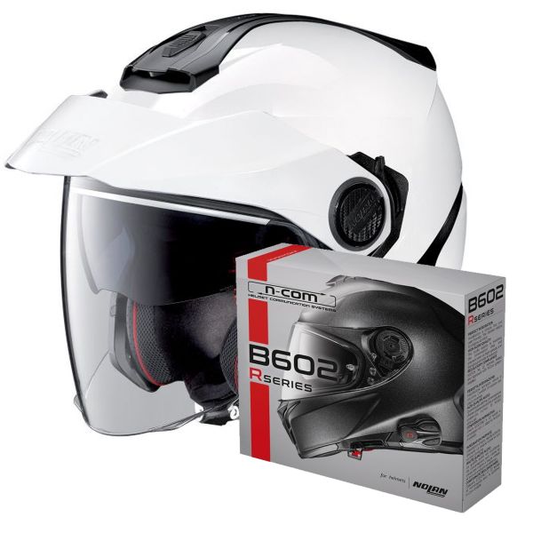 Casque Jet Nolan N40 5 Classic N-Com White 5 + Kit Bluetooth B602R