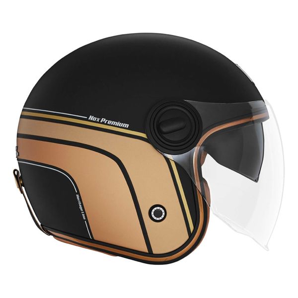 Casque Jet NOX Heritage Line Matt Black Gold