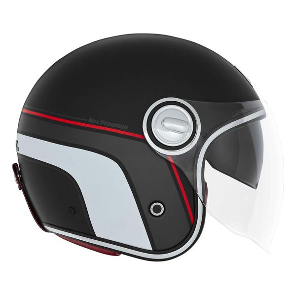 Casque Jet NOX Heritage Line Matt Black Red White