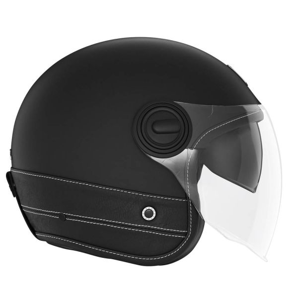 Casque Jet NOX Heritage Matt Black Leather Black