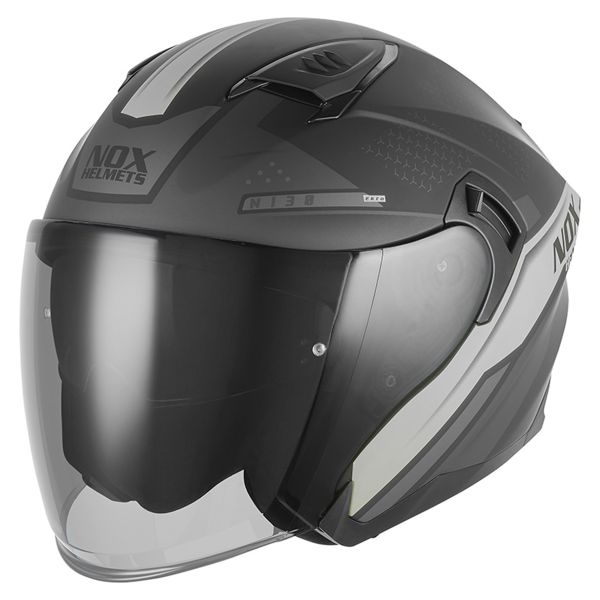 Casque Jet NOX N130 Ekto Mat Black Silver