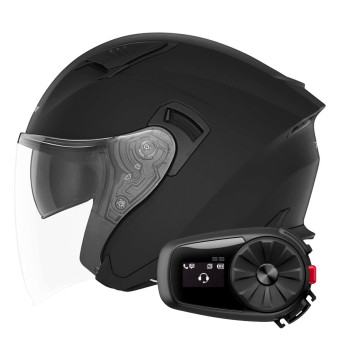 Casque Jet NOX N130 Matt Black + Kit Bluetooth 5S Solo