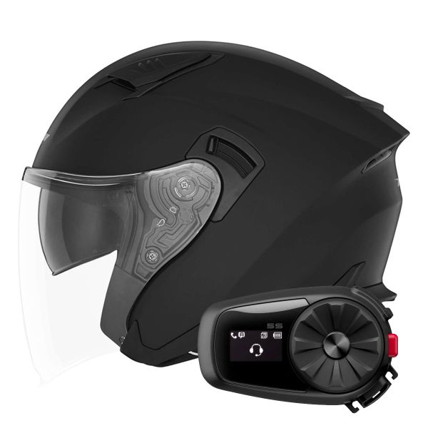Casque Jet NOX N130 Matt Black + Kit Bluetooth 5S Solo Casque Jet NOX N130 Matt Black + Kit Bluetooth 5S Solo