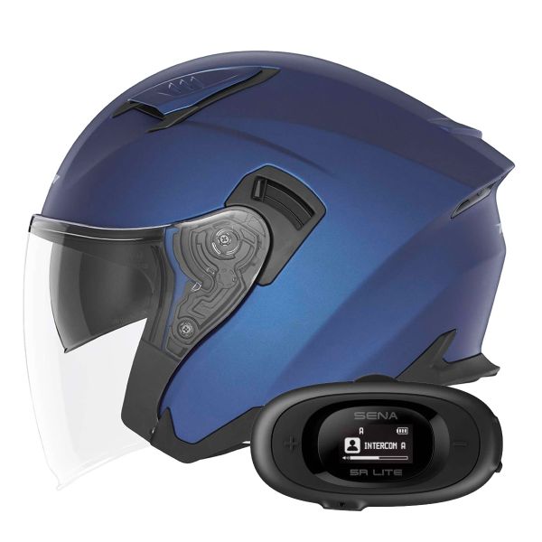 Casque Jet NOX N130 Matt Blue + Kit bluetooth 5R Lite Solo Casque Jet NOX N130 Matt Blue + Kit bluetooth 5R Lite Solo