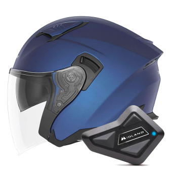 Casque Jet NOX N130 Matt Blue + Kit Bluetooth BT Mini