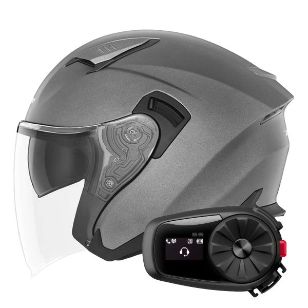 Casque Jet NOX N130 Matt Titanium + Kit Bluetooth 5S Solo Casque Jet NOX N130 Matt Titanium + Kit Bluetooth 5S Solo