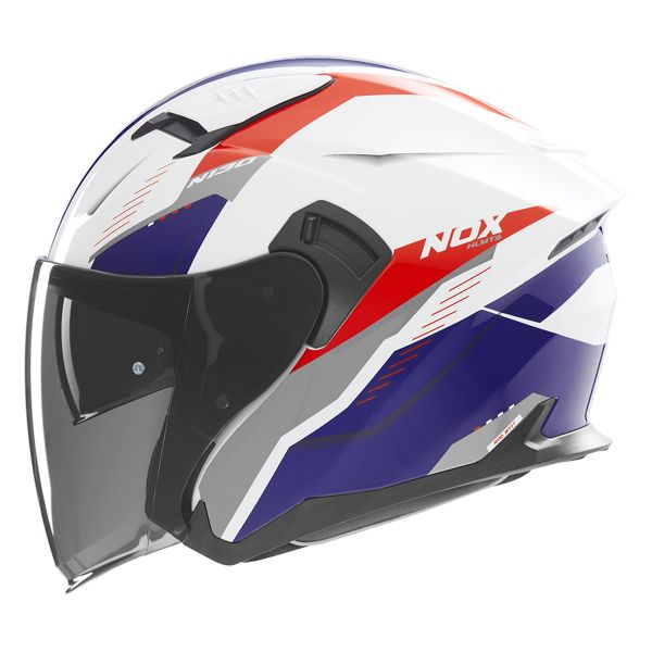 Casque Jet NOX N130 Myst White Blue Red