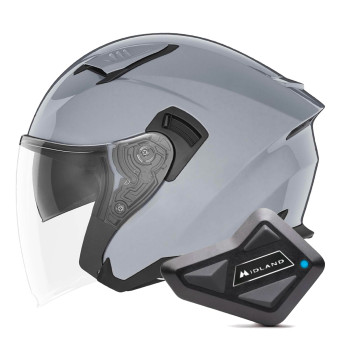 Casque Jet NOX N130 Nardo Grey + Kit Bluetooth BT Mini