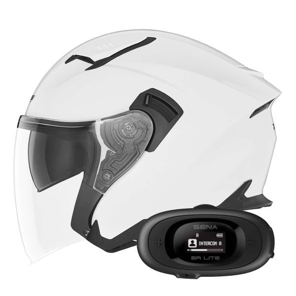 Casque Jet NOX N130 Pearl White + Kit bluetooth 5R Lite Solo Casque Jet NOX N130 Pearl White + Kit bluetooth 5R Lite Solo
