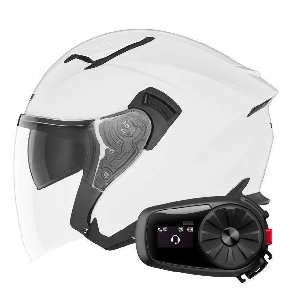 Casque Jet NOX N130 Pearl White + Kit Bluetooth 5S Solo Casque Jet NOX N130 Pearl White + Kit Bluetooth 5S Solo