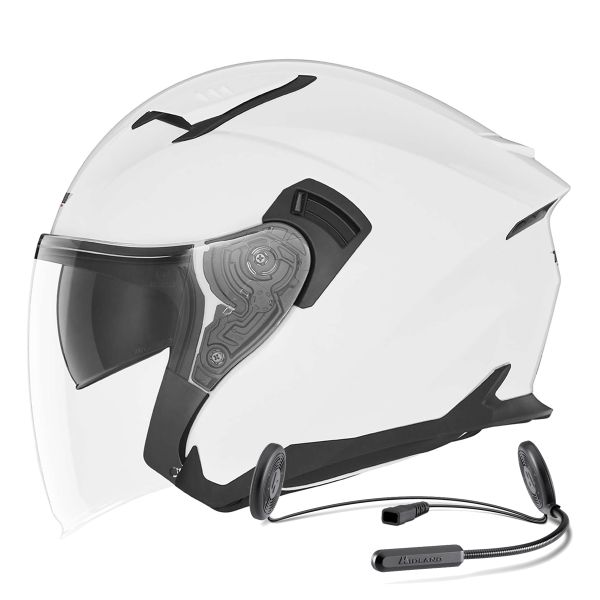 Casque Jet NOX N130 Pearl White + Kit Bluetooth Lokui K10 Casque Jet NOX N130 Pearl White + Kit Bluetooth Lokui K10
