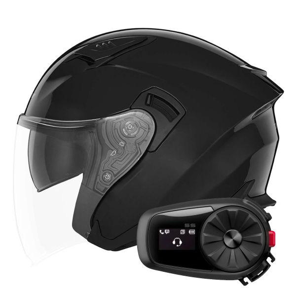 Casque Jet NOX N130 Shiny Black + Kit Bluetooth 5S Solo Casque Jet NOX N130 Shiny Black + Kit Bluetooth 5S Solo
