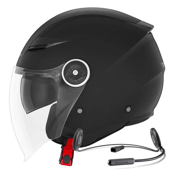 Casque Jet NOX N181 Matt Black + Kit Bluetooth Lokui K10