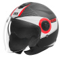 Casque Jet NOX N182 Round Mat Black Red