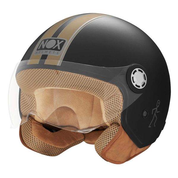 Casque Jet NOX N210 Evo Matt Black Gold Line Casque Jet NOX N210 Evo Matt Black Gold Line