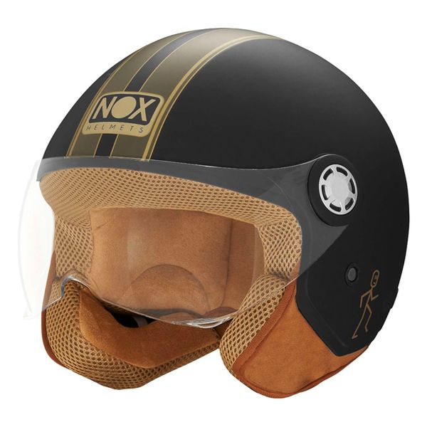 Casque Jet NOX N210 Evo Matt Black Khaki Line Casque Jet NOX N210 Evo Matt Black Khaki Line
