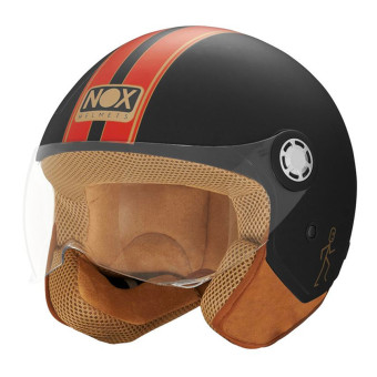 Casque Jet NOX N210 Evo Matt Black Red Line