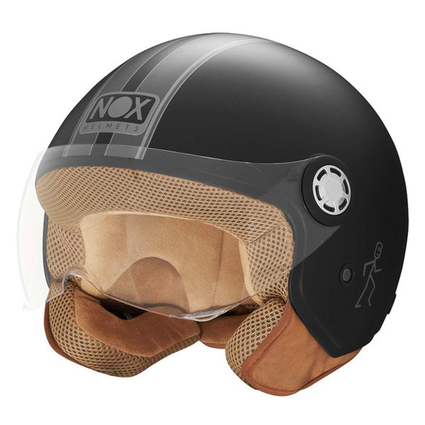 Casque Jet NOX N210 Evo Matt Black Titanium Line Casque Jet NOX N210 Evo Matt Black Titanium Line