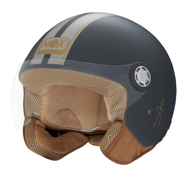 Casque Jet NOX N210 Evo Matt Blue Nardo Grey Line Casque Jet NOX N210 Evo Matt Blue Nardo Grey Line