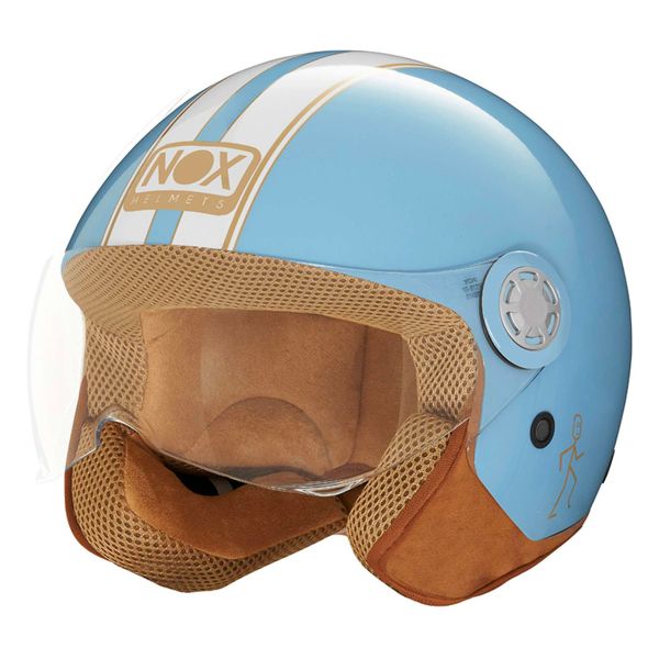 Casque Jet NOX N210 Evo Pastel Blue White Line Casque Jet NOX N210 Evo Pastel Blue White Line