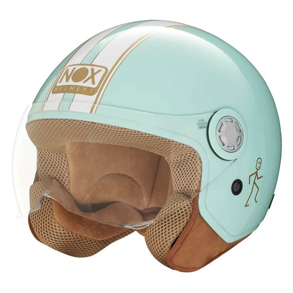 Casque Jet NOX N210 Evo Pastel Green White Line Casque Jet NOX N210 Evo Pastel Green White Line