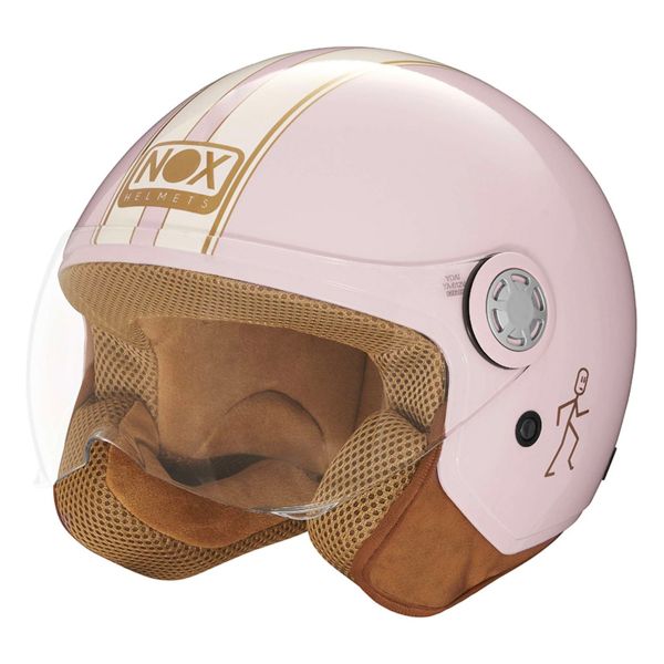 Casque Jet NOX N210 Evo Pastel Pink White Line Casque Jet NOX N210 Evo Pastel Pink White Line