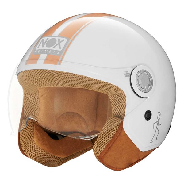 Casque Jet NOX N210 Evo White Pastel Orange Line Casque Jet NOX N210 Evo White Pastel Orange Line