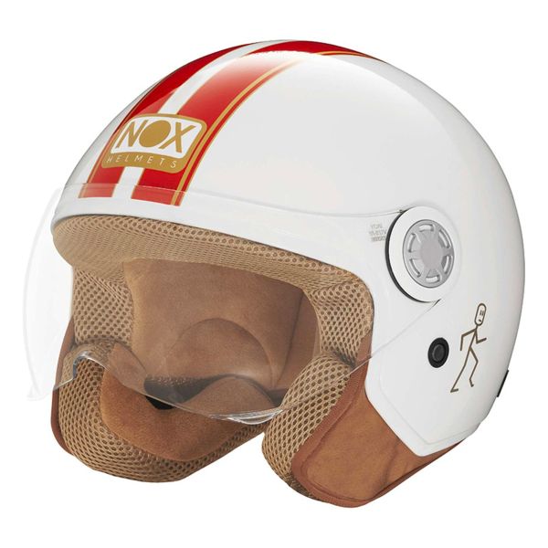 Casque Jet NOX N210 Evo White Red Line Casque Jet NOX N210 Evo White Red Line