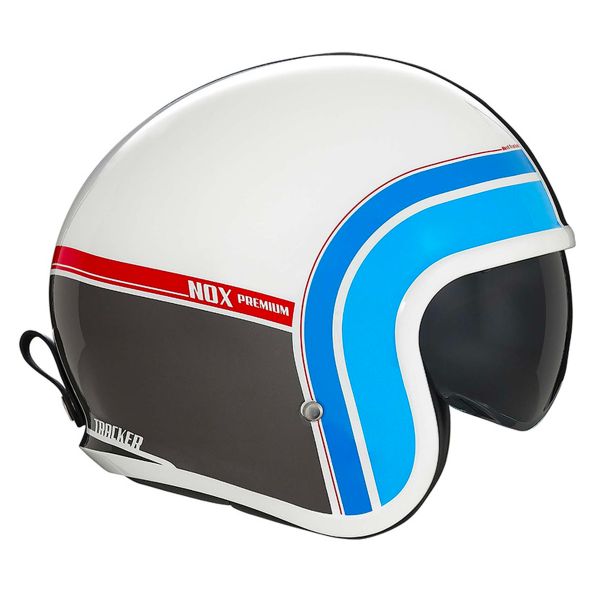Casque Jet NOX Next Tracker White Blue Red