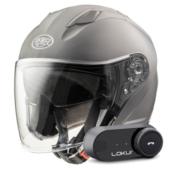 Casque Jet Premier Dokker U17BM + Kit Bluetooth Lokui K30