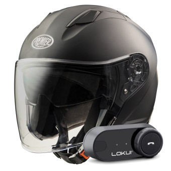Casque Jet Premier Dokker U9BM + Kit Bluetooth Lokui K30