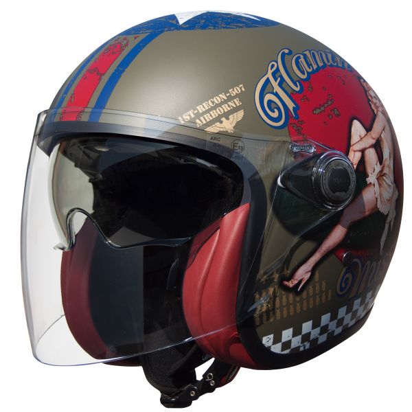 Casque Jet Premier Vangarde Pinup Military BM MAT Casque Jet Premier Vangarde Pinup Military BM MAT