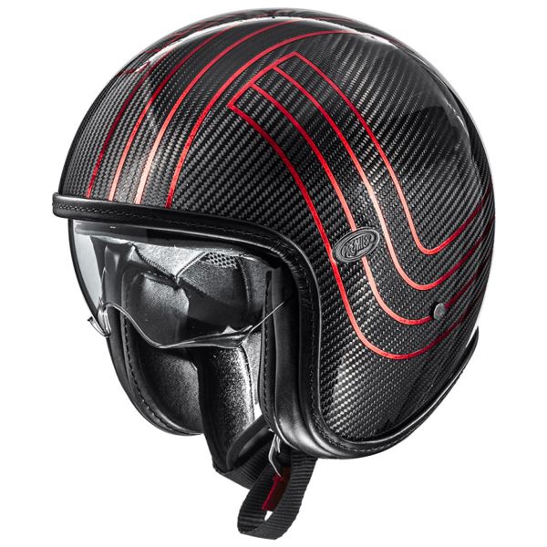 Casque Jet Premier Vintage Platinum Carbon EX Red Chromed BM