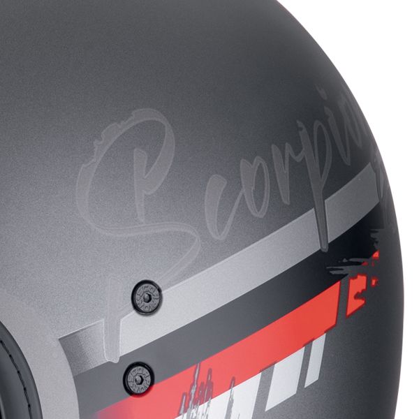 Scorpion Belfast Evo Adonis Silver Mat Red + Kit bluetooth Exo-Com Link-1