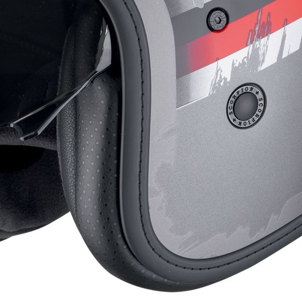 Scorpion Belfast Evo Adonis Silver Mat Red + Kit bluetooth Exo-Com Link-1