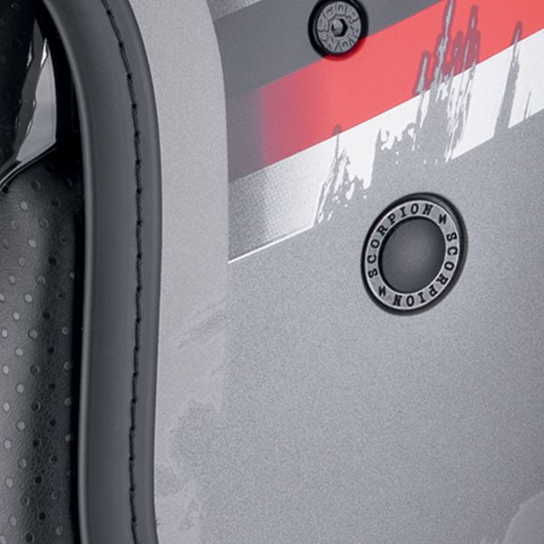 Scorpion Belfast Evo Adonis Silver Mat Red + Kit bluetooth Exo-Com Link-1