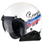 Casque Jet Scorpion Belfast Evo Adonis White Red Blue + Kit bluetooth Exo-Com Link-1C