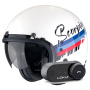 Casque Jet Scorpion Belfast Evo Adonis White Red Blue + Kit Bluetooth Lokui K30