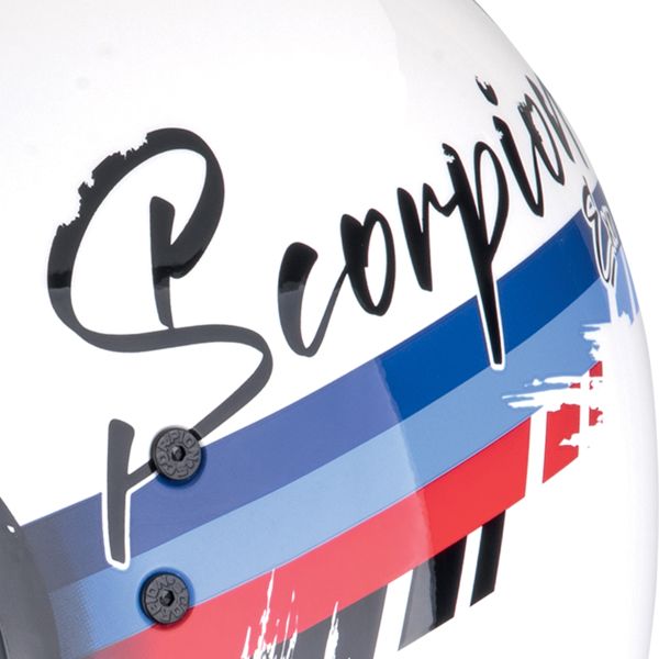 Scorpion Belfast Evo Adonis White Red Blue + Kit bluetooth Exo-Com Link-1