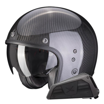 Casque Jet Scorpion Belfast Evo Carbon Black + Kit bluetooth Exo-Com Link-1