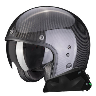 Casque Jet Scorpion Belfast Evo Carbon Black + Kit bluetooth Exo-Com Link-1C Casque Jet Scorpion Belfast Evo Carbon Black + Kit bluetooth Exo-Com Link-1C