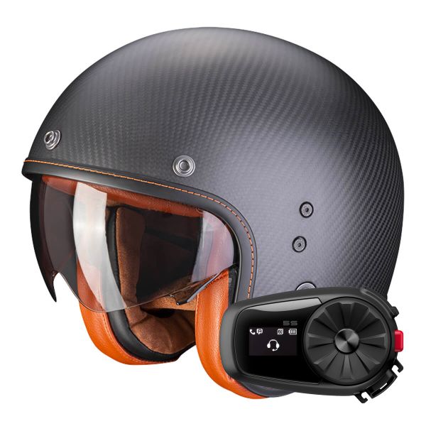 Casque Jet Scorpion Belfast Evo Carbon Matt Black + Kit Bluetooth 5S Solo Casque Jet Scorpion Belfast Evo Carbon Matt Black + Kit Bluetooth 5S Solo