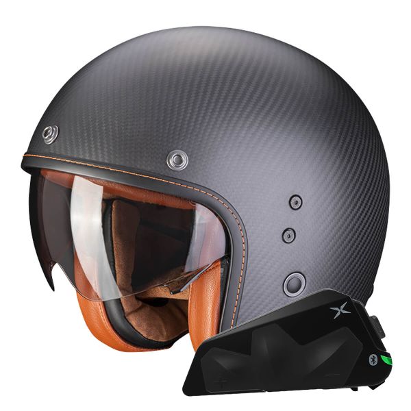Casque Jet Scorpion Belfast Evo Carbon Matt Black + Kit bluetooth Exo-Com Link-1C Casque Jet Scorpion Belfast Evo Carbon Matt Black + Kit bluetooth Exo-Com Link-1C