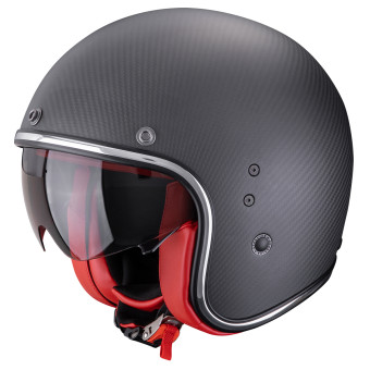 Casque Jet Scorpion Belfast Evo Carbon Matt Black Red