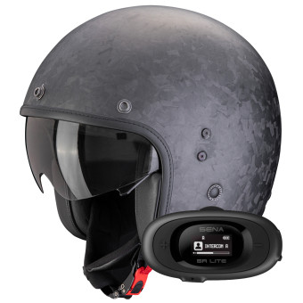 Casque Jet Scorpion Belfast Evo Carbon Onyx Matt Black + Kit bluetooth 5R Lite Solo