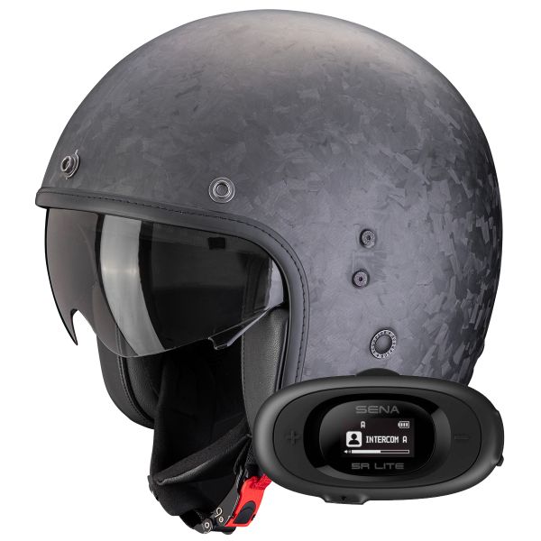 Casque Jet Scorpion Belfast Evo Carbon Onyx Matt Black + Kit bluetooth 5R Lite Solo Casque Jet Scorpion Belfast Evo Carbon Onyx Matt Black + Kit bluetooth 5R Lite Solo