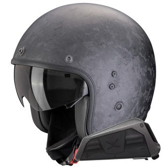 Casque Jet Scorpion Belfast Evo Carbon Onyx Matt Black + Kit bluetooth Exo-Com Link-1